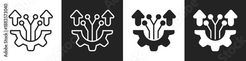 Development Line And Solid Icon In White And Black Background
