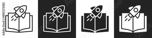Science Fiction Line And Solid Icon In White And Black Background