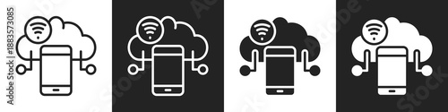 Internet Of Things Line And Solid Icon In White And Black Background