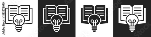 Knowledge Line And Solid Icon In White And Black Background