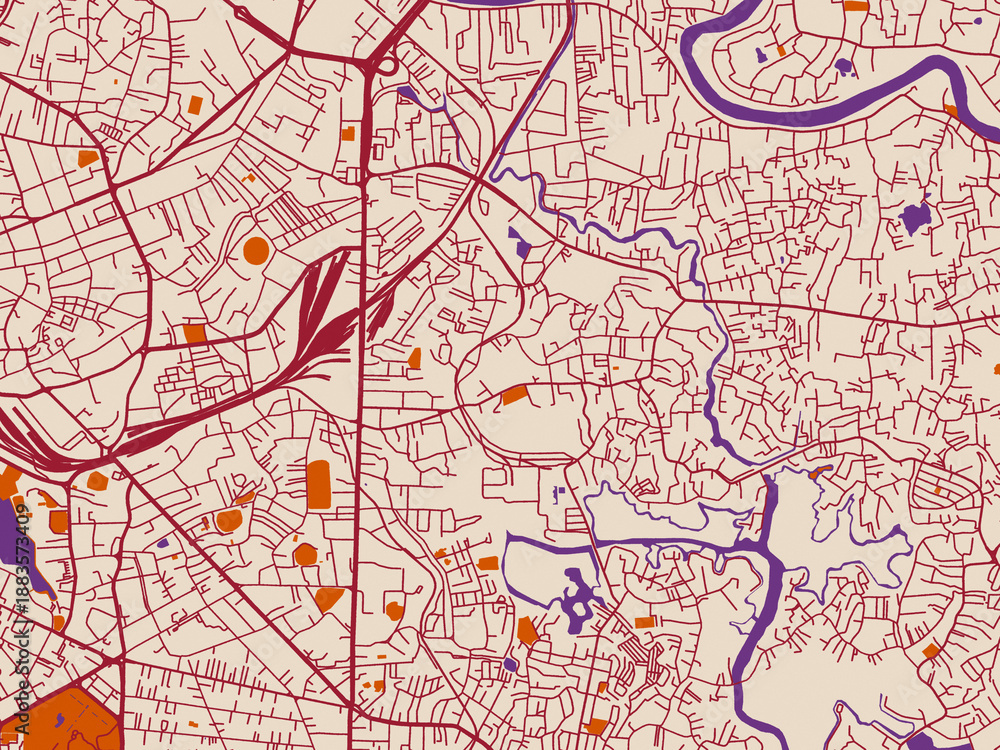 Obraz premium Street grid map of Kolonnawa, Sri Lanka
