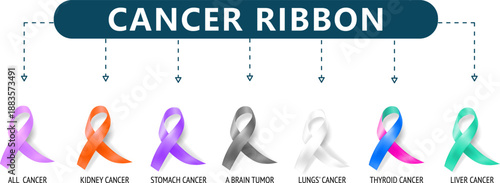 Cancer Ribbon Infographic 7 Awareness Ribbons for Fundraising, Medical Education and Non Profit Campaigns