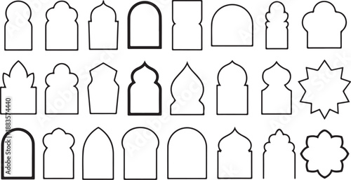 arch islamic archway and window silhouettes geometric motif pack