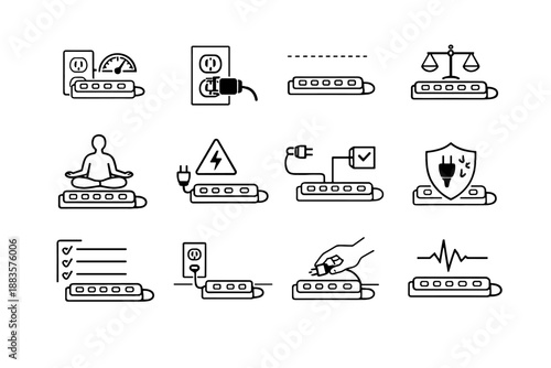 Strip vector icon clear power responsible usage electrical logic rule boundary outlet