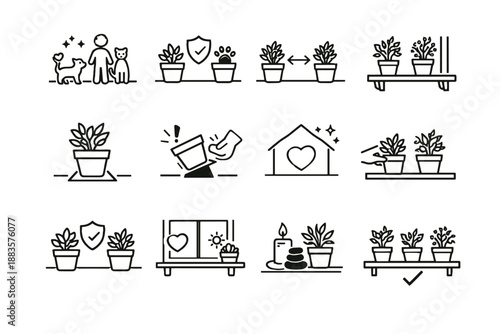 Thoughtful herbs vector icons herb icon home secure care reduced gentle stable
