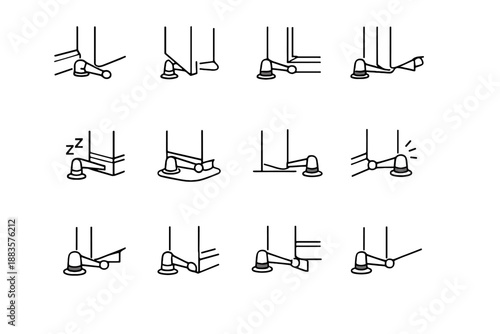 Calm minimalist icon door clean surface install stop spacing avoid wall placement