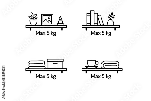 Mindful limit cue shelf clarity icon margin storage books logic vector everyday