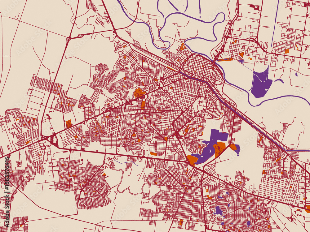 Obraz premium City layout map of Reynosa, Mexico