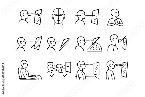 Simple logic angle correct mindful vector cue reflection icons icon test mirror