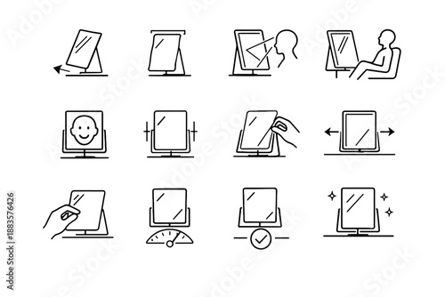 Reflection icons angle correct placement slight balanced cue icon geometry mirror vector