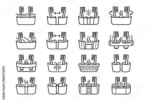 Practical spacing icon vector logic toothbrushes focus clarity toothbrush arrangement airflow minimalist