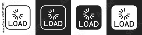 Loading Line And Solid Icon In White And Black Background