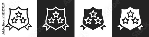 Shield Line And Solid Icon In White And Black Background