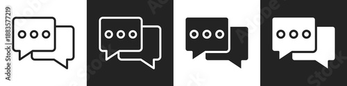 Chat Line And Solid Icon In White And Black Background