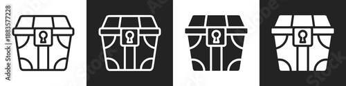 Chest Line And Solid Icon In White And Black Background