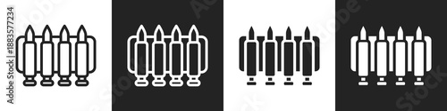 Ammo Line And Solid Icon In White And Black Background