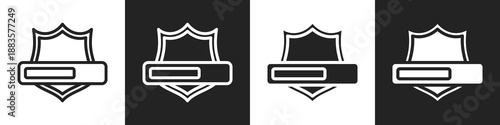 Shield Line And Solid Icon In White And Black Background