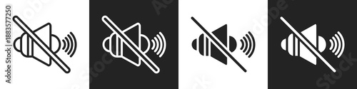 Mute Line And Solid Icon In White And Black Background