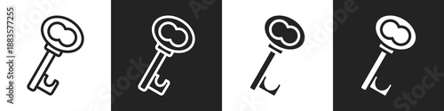 Key Line And Solid Icon In White And Black Background