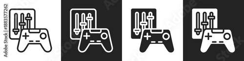 Controller Line And Solid Icon In White And Black Background