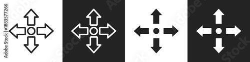 Arrow Line And Solid Icon In White And Black Background