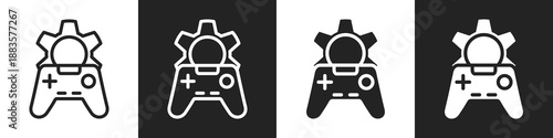 Setting Line And Solid Icon In White And Black Background