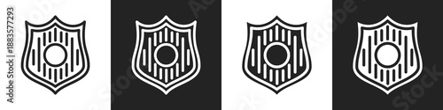 Shield Line And Solid Icon In White And Black Background