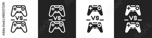 Controller Line And Solid Icon In White And Black Background