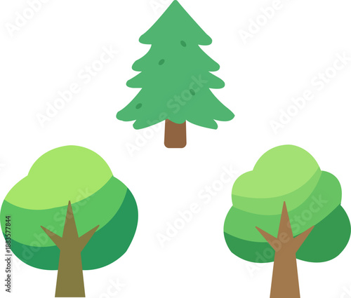 Flat tree icon set for nature and environment design