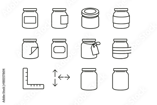 Vector alignment uniform labarea icon arrows clean circle guide jar pantry label