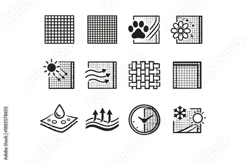 Icon cue edge mesh filter pattern window reinforced screen mosquito weave vector