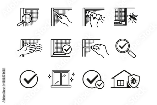 Fit pass icon screen hand indicator finished vector corner ready insect installation