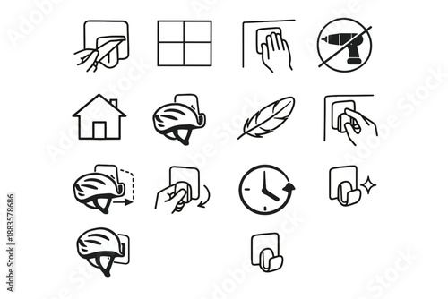 Surface mounting storage helmet solution support hook smooth temporary backing icons icon