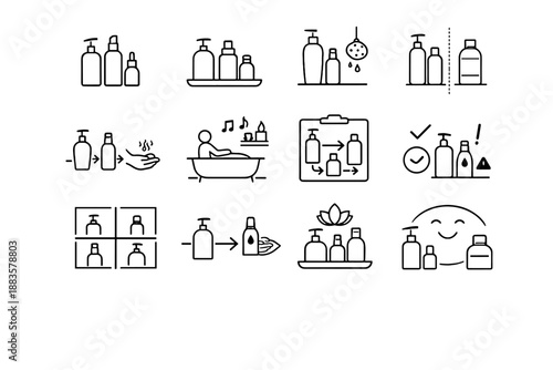 Vector minimalist separation icons grouping bathroom logic zone comfort zoning icon calm