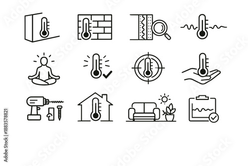 Vector icon thermometer placement mounting reduced stability installation icons correct logic climate