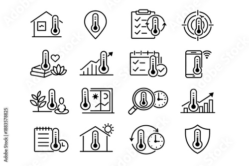 Trend collection icon data thermometer location calm reliable focus cue accuracy vector