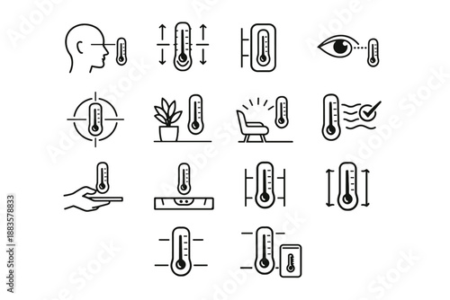 Indoor reading clear thermometer icons correct level logic easy alignment icon vector