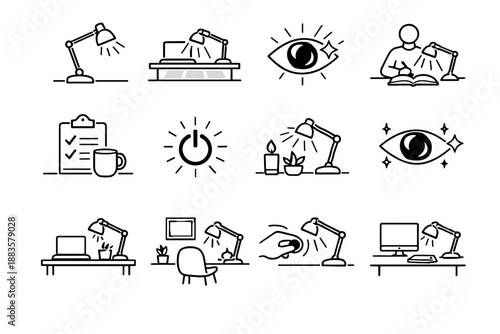 Workspace environment lighting icon lamp vector start mindful clarity readiness desk