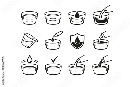 Laundry spill measurement icons prevention clean indicators vector logic detail dosage level