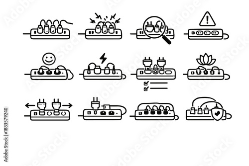 Icon mindful multiple safe strip caution concentration vector awareness icons planning power