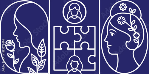 Female Empowerment Concepts With Floral Elements And Puzzle Pieces, Celebrating Women's Strength And Growth