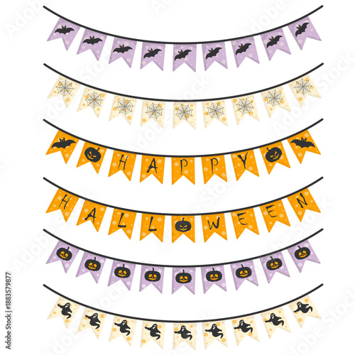 festive set of halloween flags ,vector