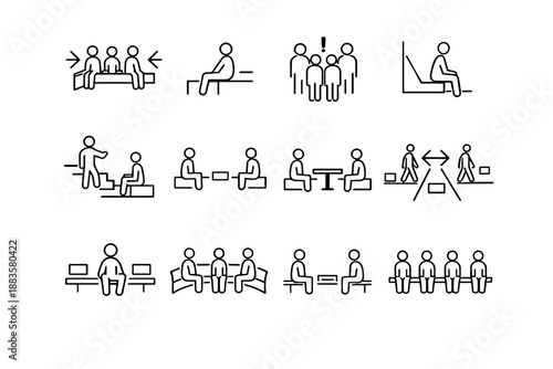 Calm urban icons space icon seating step choice edge balanced vector prevention