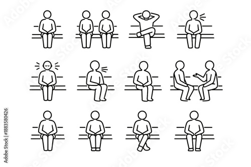 Respectful seating habit language body vector awareness presence ease icon urban posture