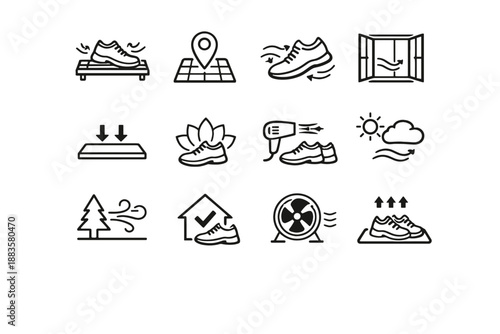 Benefit calm vector icon space ventilated choice zone minimalist drying shoe air