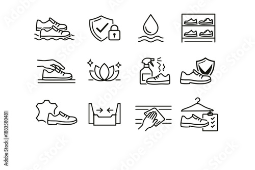 Place prevention icon care focus store dry minimalist shoe shelf vector caution