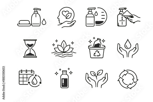 Mindful awareness vector calm soap sustainable icon existing habit eco fill wait
