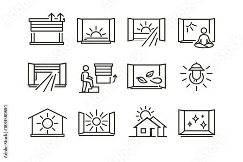 Daylight step minimalist habit cue room vector lighting openness window icon shade