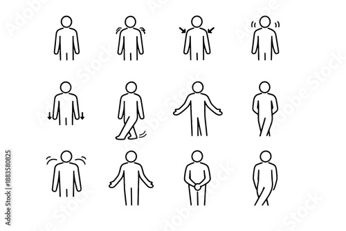 Comfort cue postures icon habit waiting vector open arm arms minimalist subtle