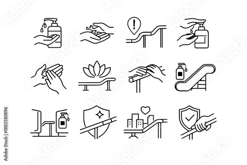 Urban proactive hand cue care icon hygiene dispenser awareness vector icons logic